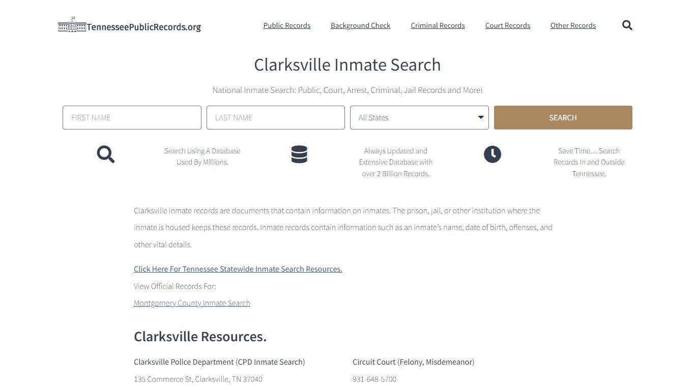 Clarksville Inmate Search - CPD Current & Past Jail Records